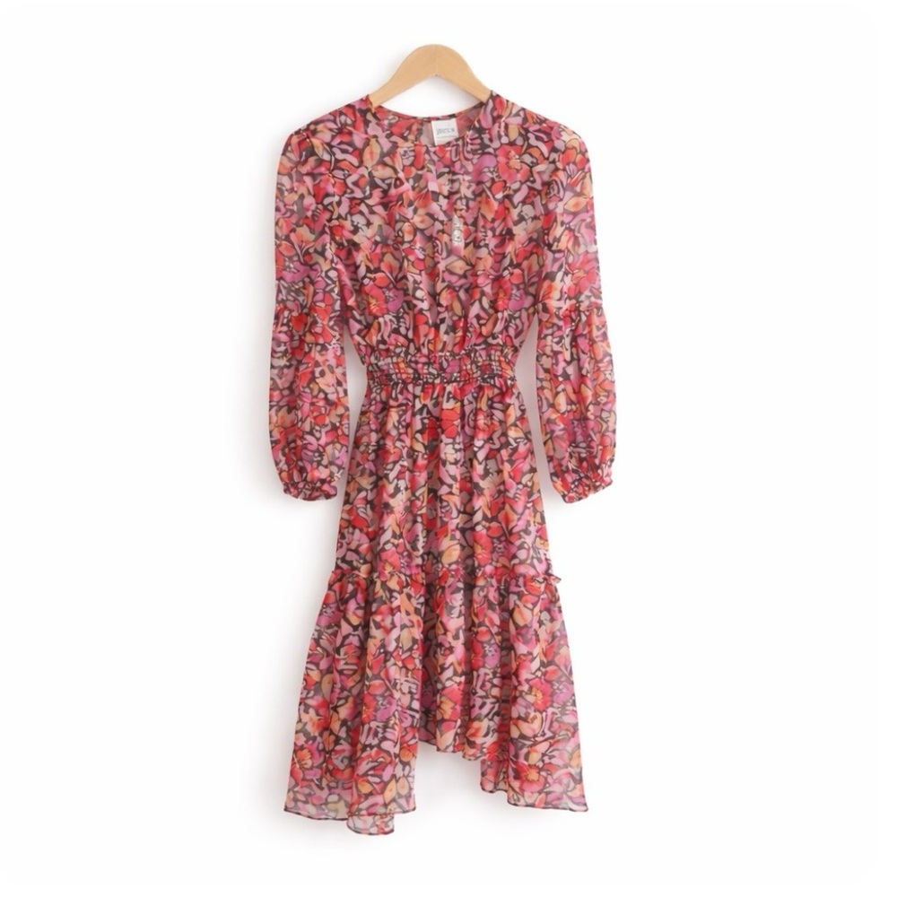 MISA Los Angeles NWT Floral Dress Pink Boho Smocked Waist Dress S